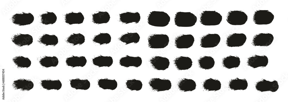 Fototapeta premium Hand Drawn Round Sponge Regular Artist Brush Straight Lines High Detail Abstract Vector Background Set 