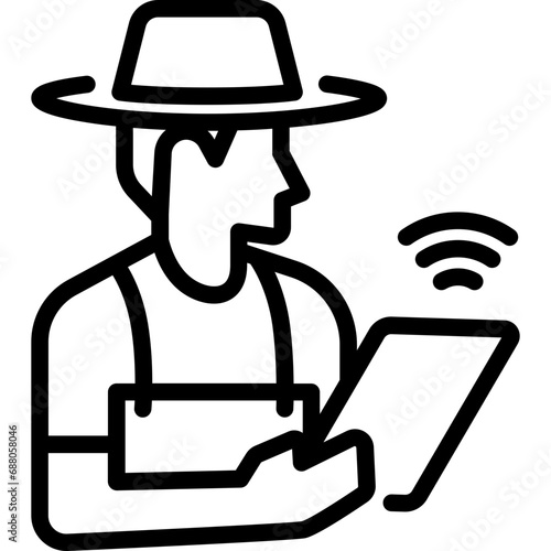 Farm manager icon. Outline design. For presentation, graphic design, mobile application.