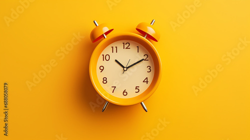 Coffee clock on yellow background. creative idea.