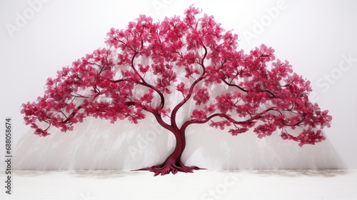 a diverse isolated tree artworks adorn the white surface  a vivid and mesmerizing spectacle.