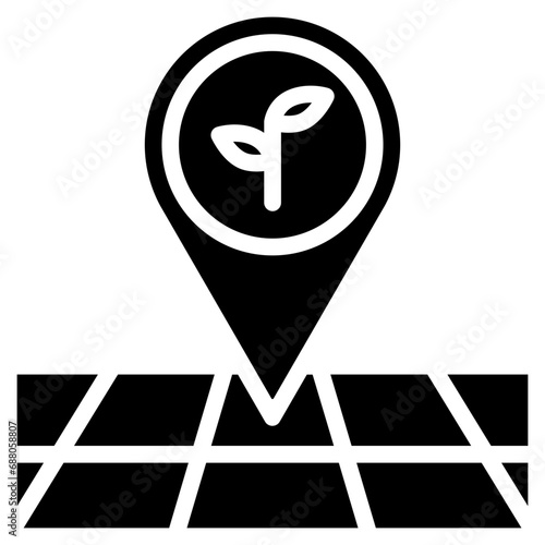 Farm location icon. Solid design. For presentation, graphic design, mobile application.