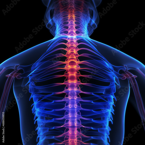 3d rendered illustration of an ray highlighting the spine Generative AI