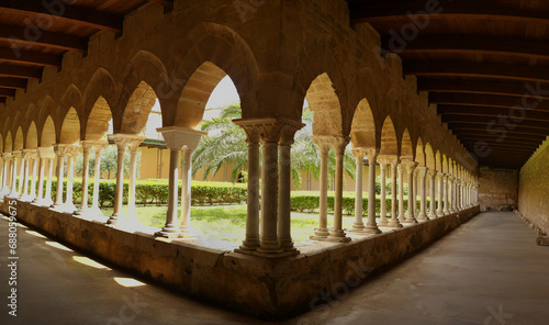 View of the cloister of Cefalu Cathedral, Sicily, Italy