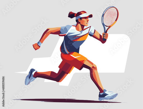 Tennis player man - vector illustration