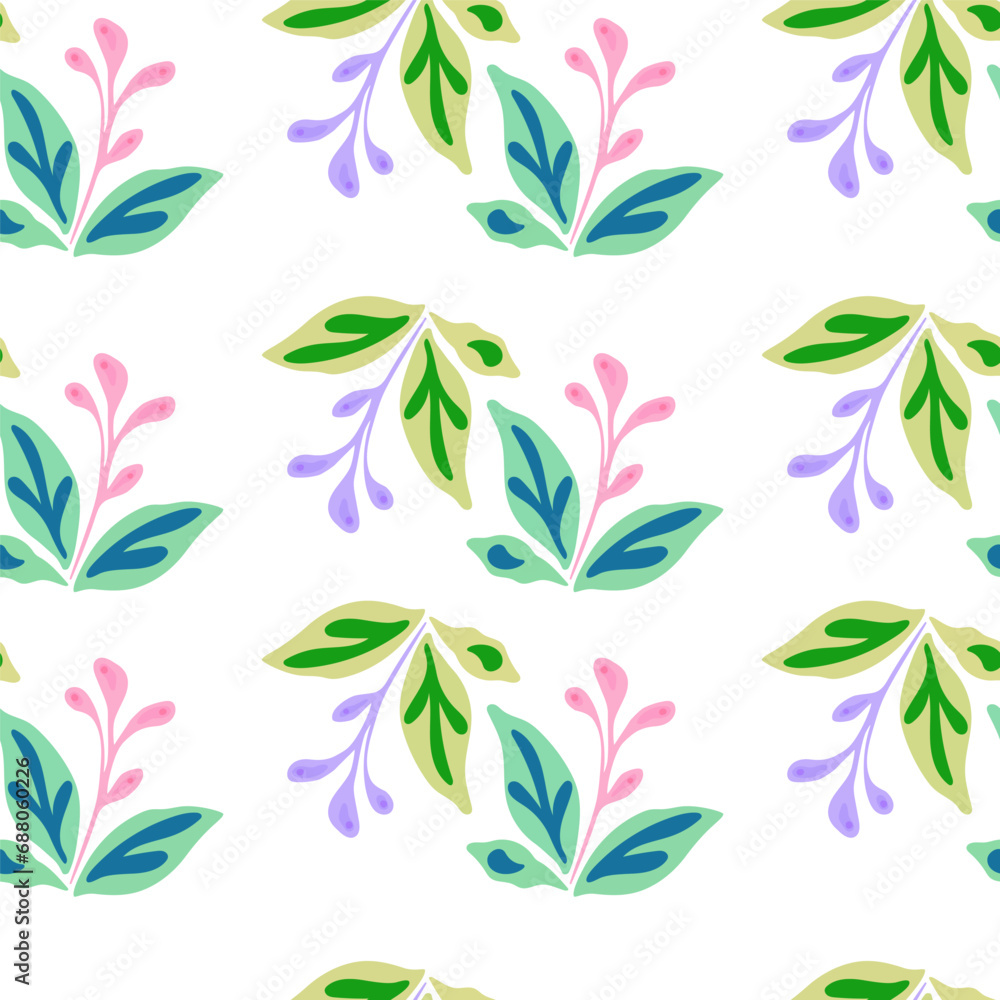 Elegant seamless pattern featuring hand-drawn leaves and florals. Elegant seamless pattern featuring hand-drawn leaves and florals.