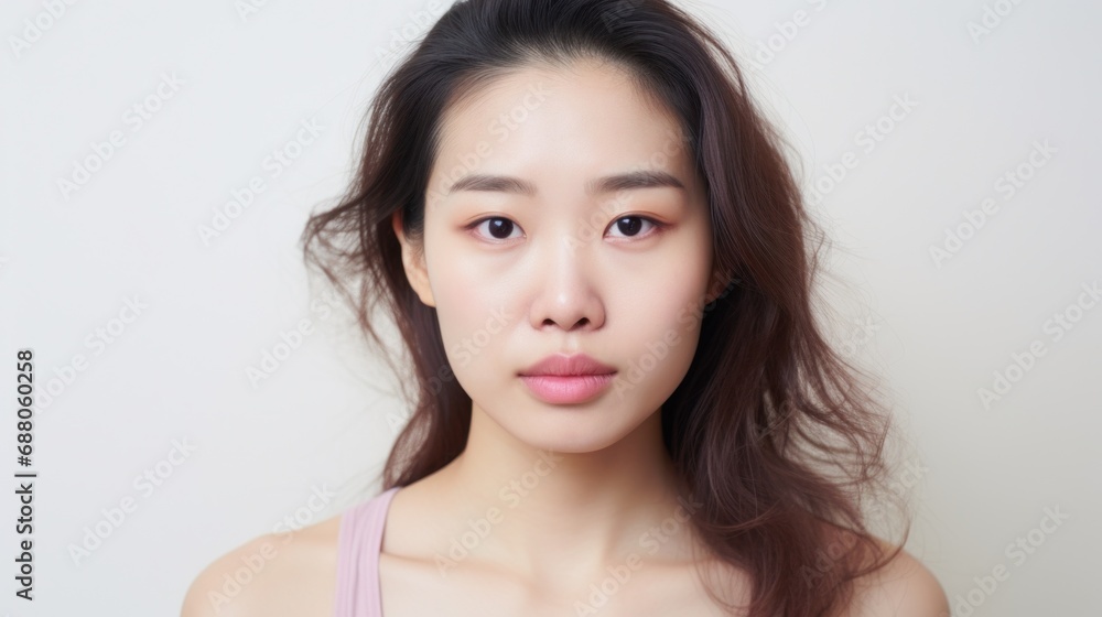 Imperfect skin highlighted in a closeup portrait of an Asian lady. Imperfect skin highlighted in a closeup portrait of an Asian lady.