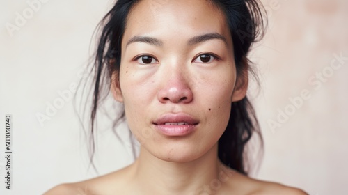 Natural beauty captured in a closeup of an Asian woman.