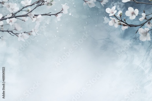 Mystic Arctic Floral Zen Avantgarde Background in the Colors Moonlit Silver, Ash Grey and Sky Blue - Winter Zen Flower Backdrop - Winter Flower Wallpaper created with Generative AI Technology © Sentoriak