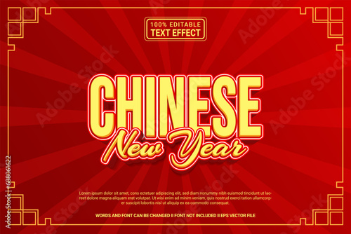Editable text effect Chinese new year 3d cartoon template style modren premium vector