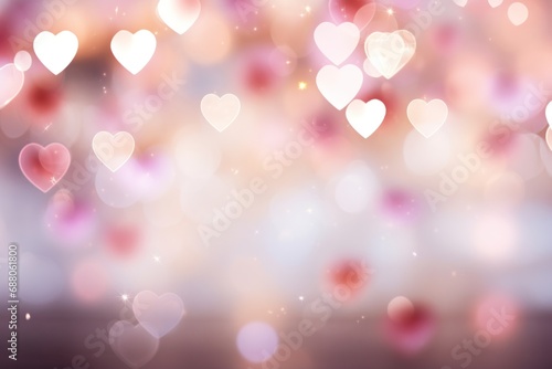 a white background with colorful heart shaped bokeh,