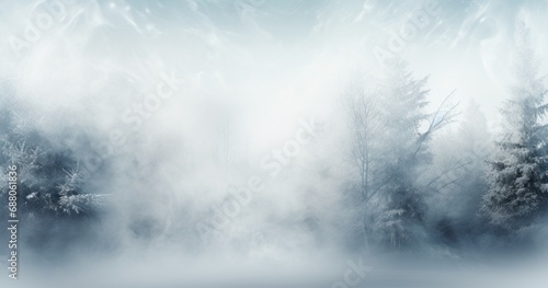 a white background with snowy trees and branches,