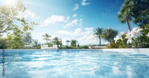 a white pool in the hotel view pool side landscape,