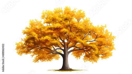 autumn tree on the png transparent background, easy to decorate projects.
