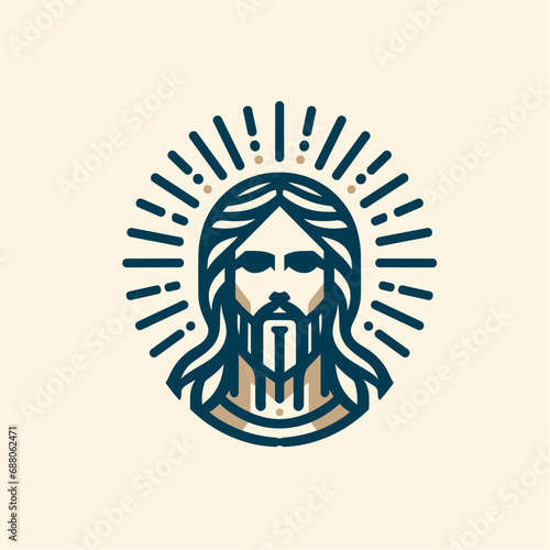Christian symbol Jesus Christ falt logo icon. Christianity logo © Horizen