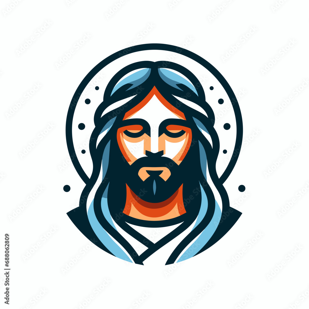 Christian symbol Jesus Christ falt logo icon. Christianity logo
