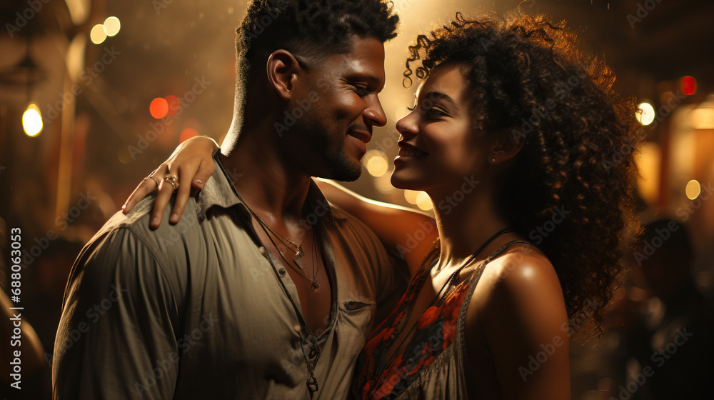 Vibrant Connection: Black Couple Dancing to Afrobeat Rhythms Vibrant Connection: Black Couple Dancing to Afrobeat Rhythms