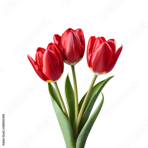 bouquet of red tulips on the png transparent background  easy to decorate projects.