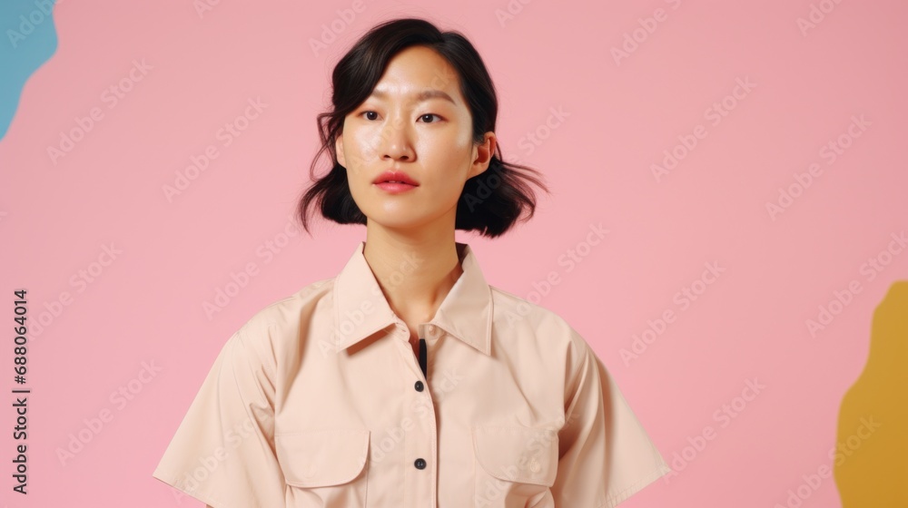 Stylish young woman flaunts varied hairstyles and makeup in a beauty portrait. Stylish young woman flaunts varied hairstyles and makeup in a beauty portrait.