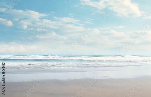an empty beach with an open ocean in background,