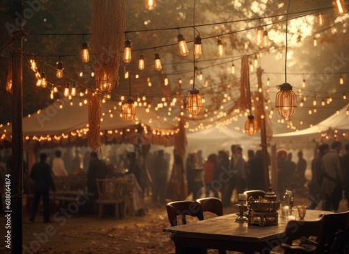 an image of lights strung up at night,