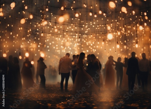 an image of lights strung up at night,