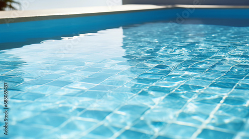 Serene Poolside Aesthetics  Detail View of Uniform Pool Tiles  Illustrating the Calm and Elegance of Minimalism