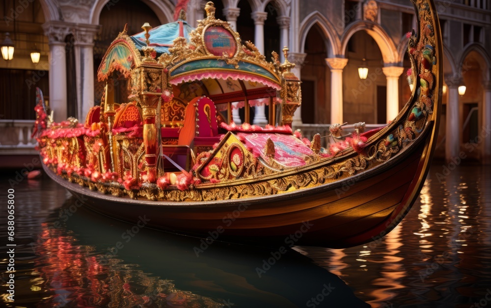 Venetian Gondola Adorned with Floral Arrangements