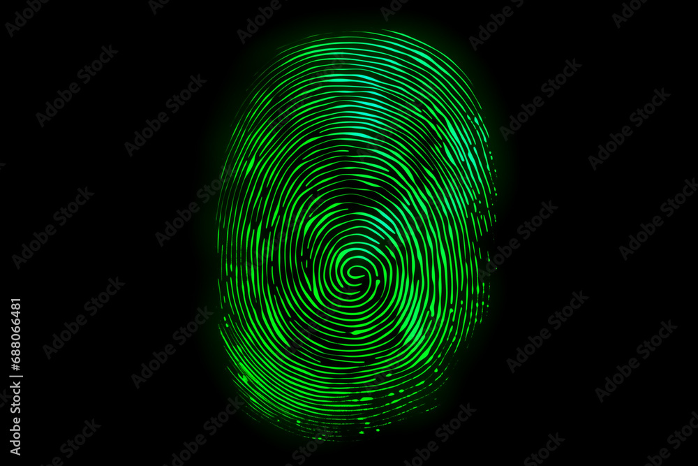 Beautiful abstract green fingerprint on a black background. Beautiful abstract green fingerprint on a black background.