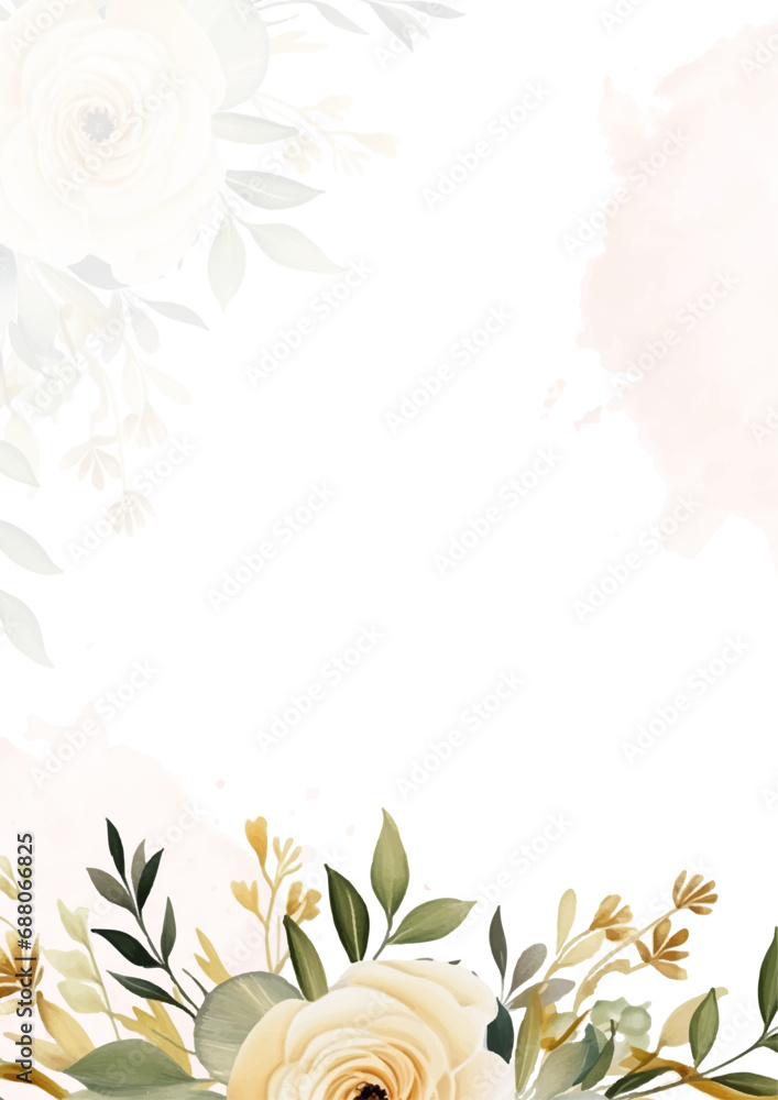 Beige vector realistic golden luxury invitation with flora and flower