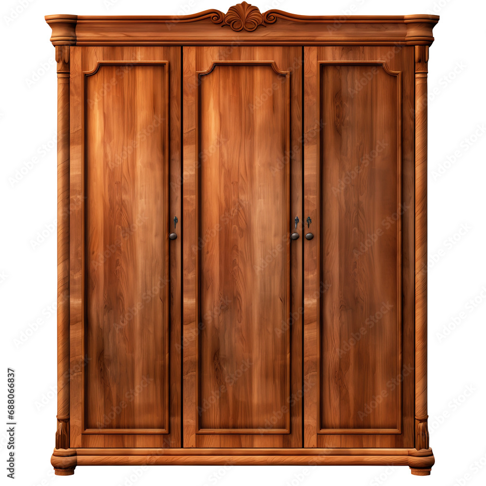 wooden wardrobe isolated on transparent background Remove png, Clipping Path, pen tool