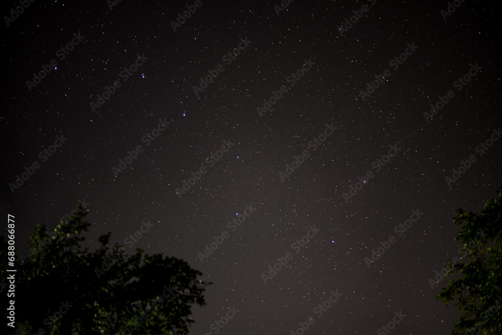The Big Dipper constellation on the celestial vault. Observing the starry sky from dark and wild places