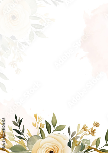 Beige vector realistic golden luxury invitation with flora and flower