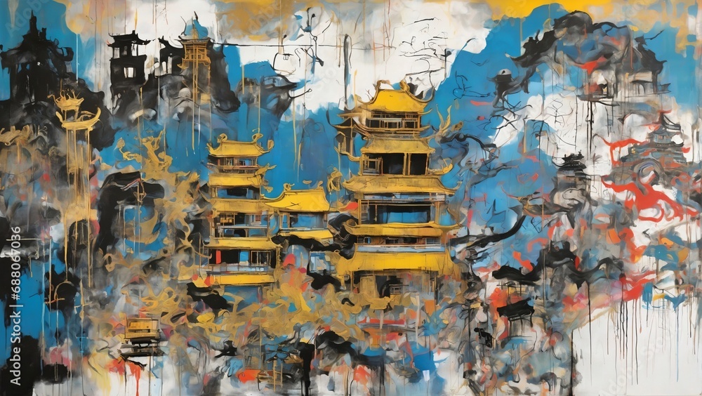 Fototapeta premium Street graffiti style China-Chic wallpaper