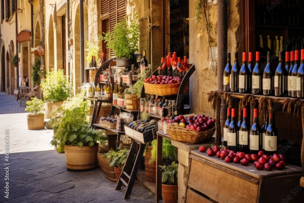 Brunello Wine Shop in Tuscany: Exploring the Old Market and Red Wine Stores of Montalcino, Italy's Famous Wine Region