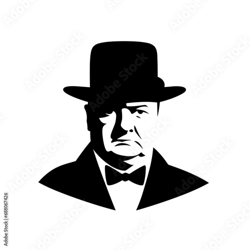 Winston Churchill, portrait, icon, black and white photo