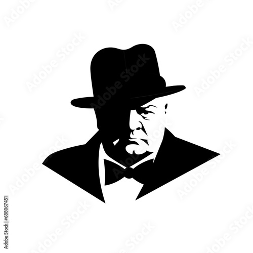 Winston Churchill, black and white icon of Winston Churchill photo