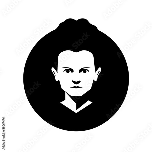 Marie Curie Sklodowska, black and white icon