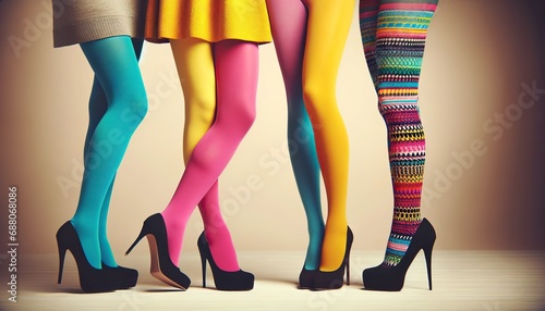 olorful tights and heels parade in a playful fashion statement photo