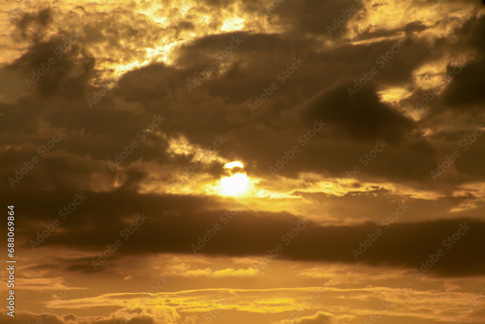 beautiful golden sunset sky landscape