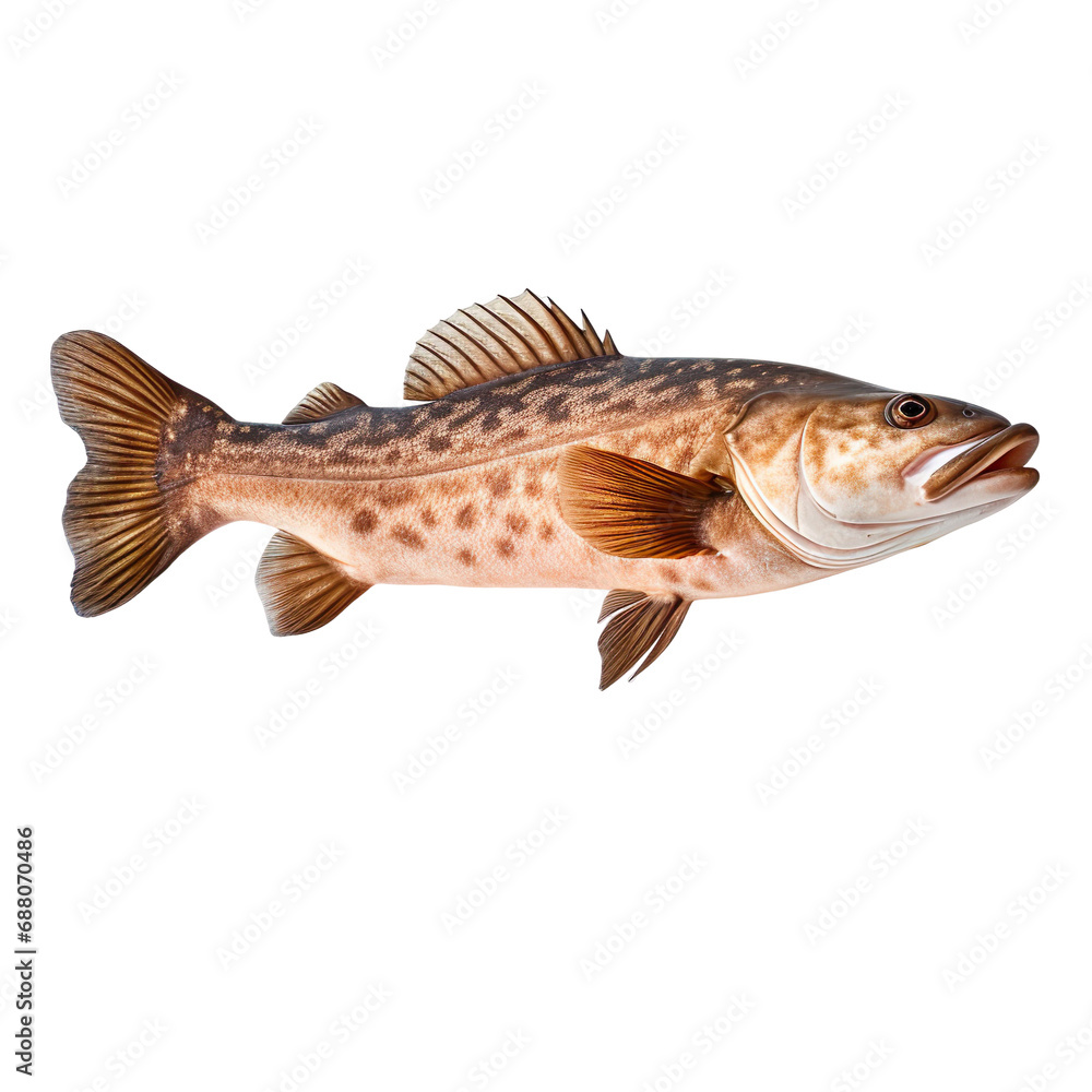 Fototapeta premium side view of Cod fish swimming isolated on a white transparent background