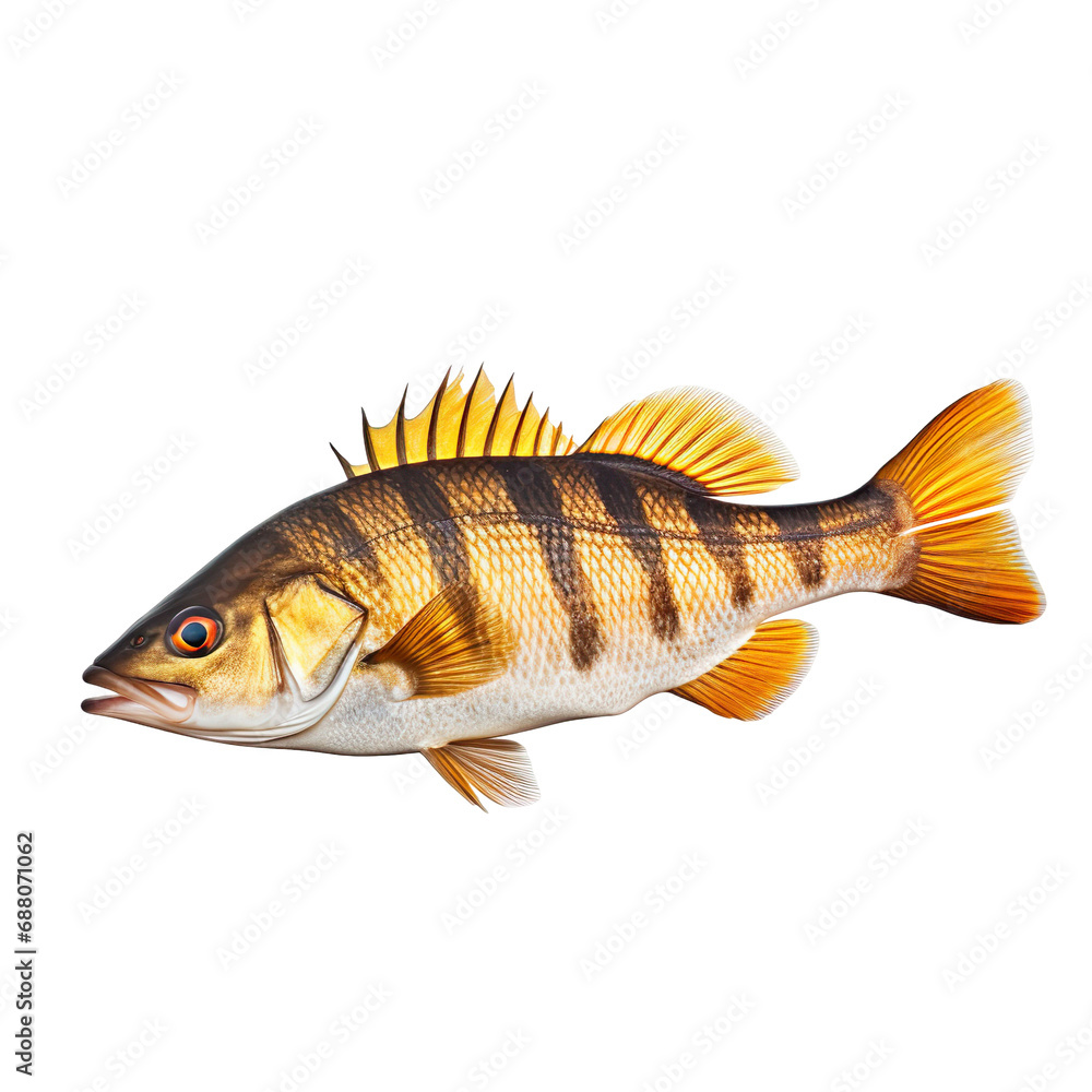Naklejka premium side view of Snapper fish swimming isolated on a white transparent background 
