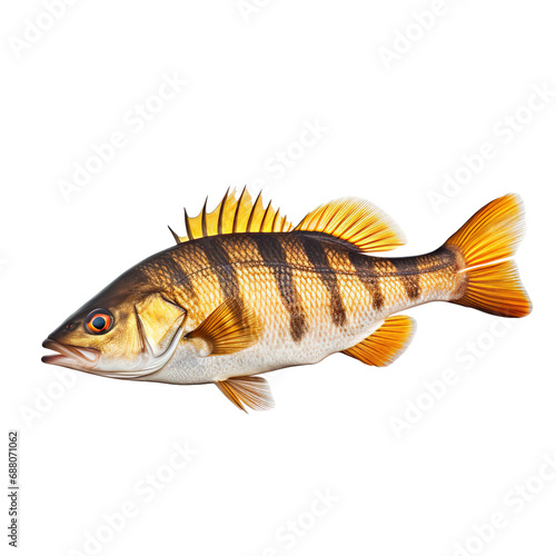 side view of Snapper fish swimming isolated on a white transparent background 
