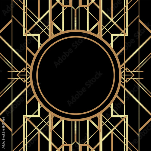 Art Deco vintage patterns and frames. Retro party geometric background set,1920s style. Vector illustration for glamour party, thematic wedding or textile prints.
