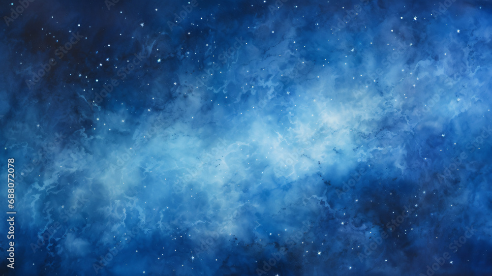 Obraz premium watercolor painting of outer space deep in the galaxy with blue and black background and stars, abstract art concept painting