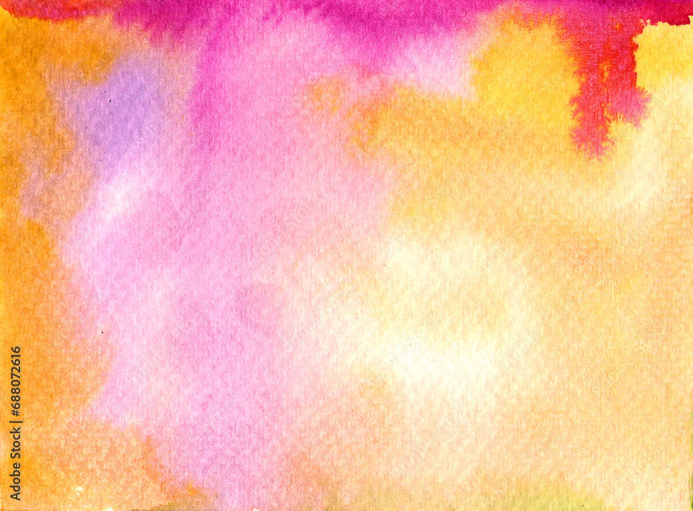 Warm watercolor blend with vibrant pink, orange, and yellow hues, perfect for lively and inviting artistic backgrounds