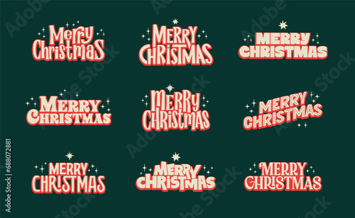 Merry Christmas lettering. Xmas salutation message in trendy typography.