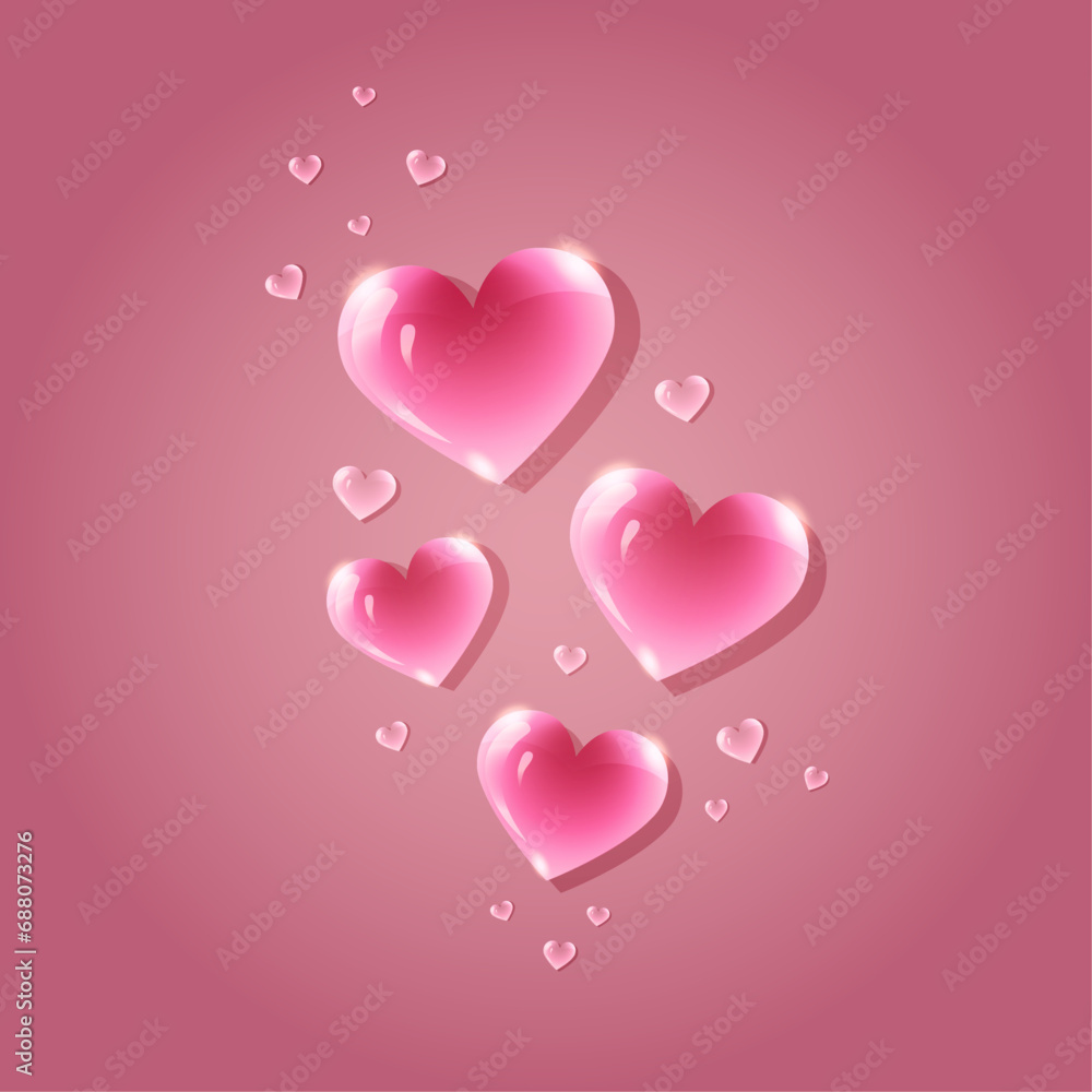 Vector glass heart. Valentine's Day card. Love heart