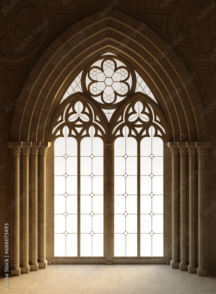 Gothic vintage window background postcard