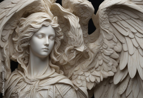 Winged marble angel statue
