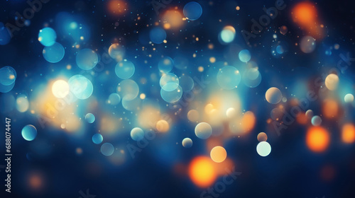 Abstract blue bokeh light background. Christmas and New Year concept.